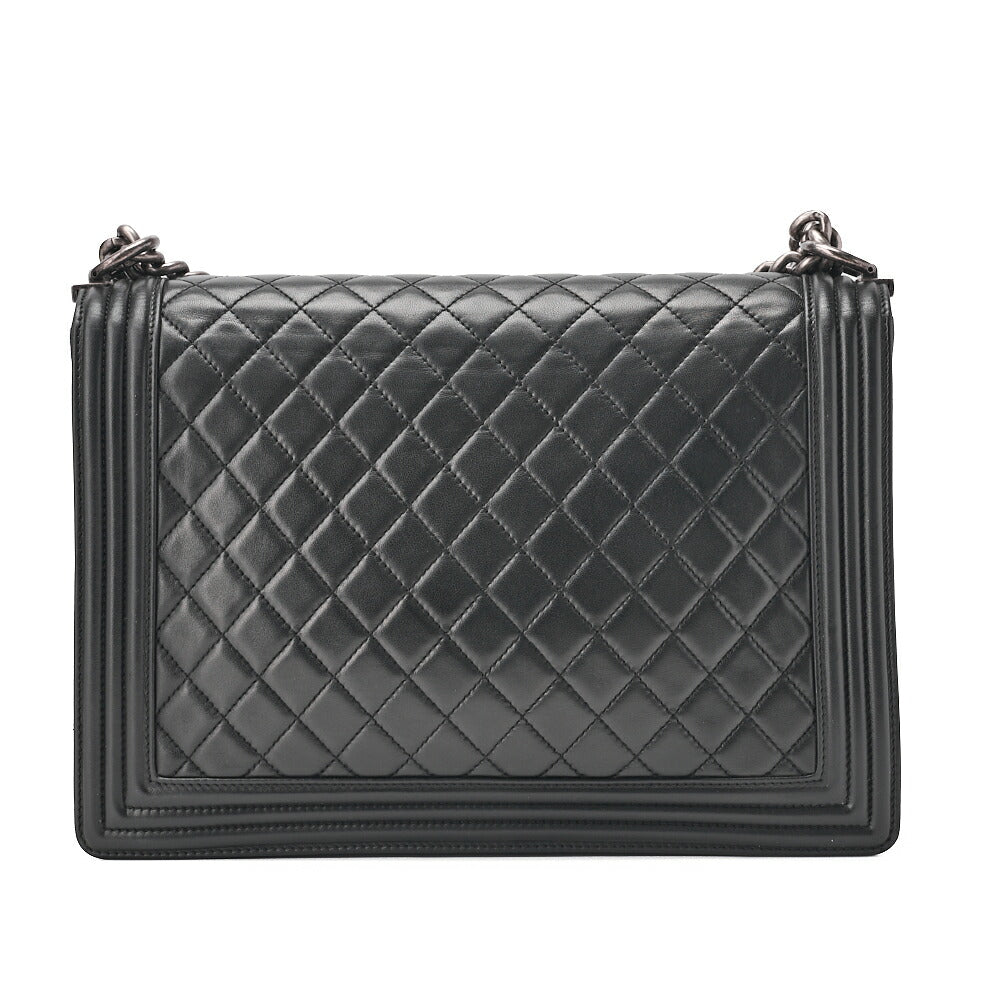 CHANEL Boy Chanel Matlasse Chain Shoulder Lambskin Large Size Silver Fittings Women's Bag High Brand [Used] [Free Shipping]