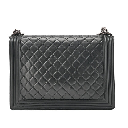 CHANEL Boy Chanel Matlasse Chain Shoulder Lambskin Large Size Silver Fittings Women's Bag High Brand [Used] [Free Shipping]