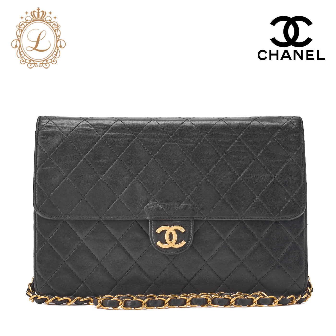CHANEL Matlasse Push Lock Chain Shoulder Lambskin Black (Gold Fittings) Women's Bag Shoulder Bag Women's [Used] [Free Shipping] Used Used - Good