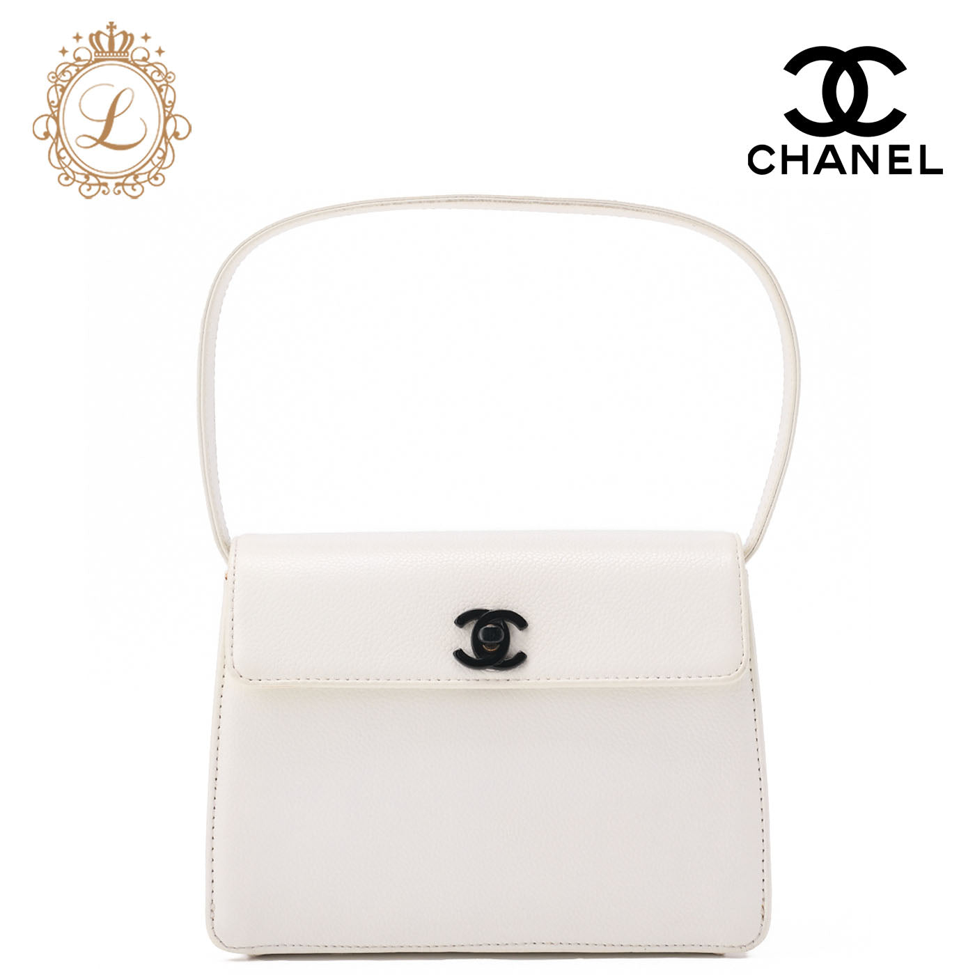 CHANEL Handbag Mini Kelly Shape Caviar Skin White (Gold Fittings) Women's Bag Women's [Used] [Free Shipping]