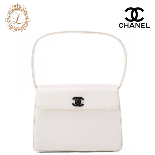 CHANEL Handbag Mini Kelly Shape Caviar Skin White (Gold Fittings) Women's Bag Women's [Used] [Free Shipping]