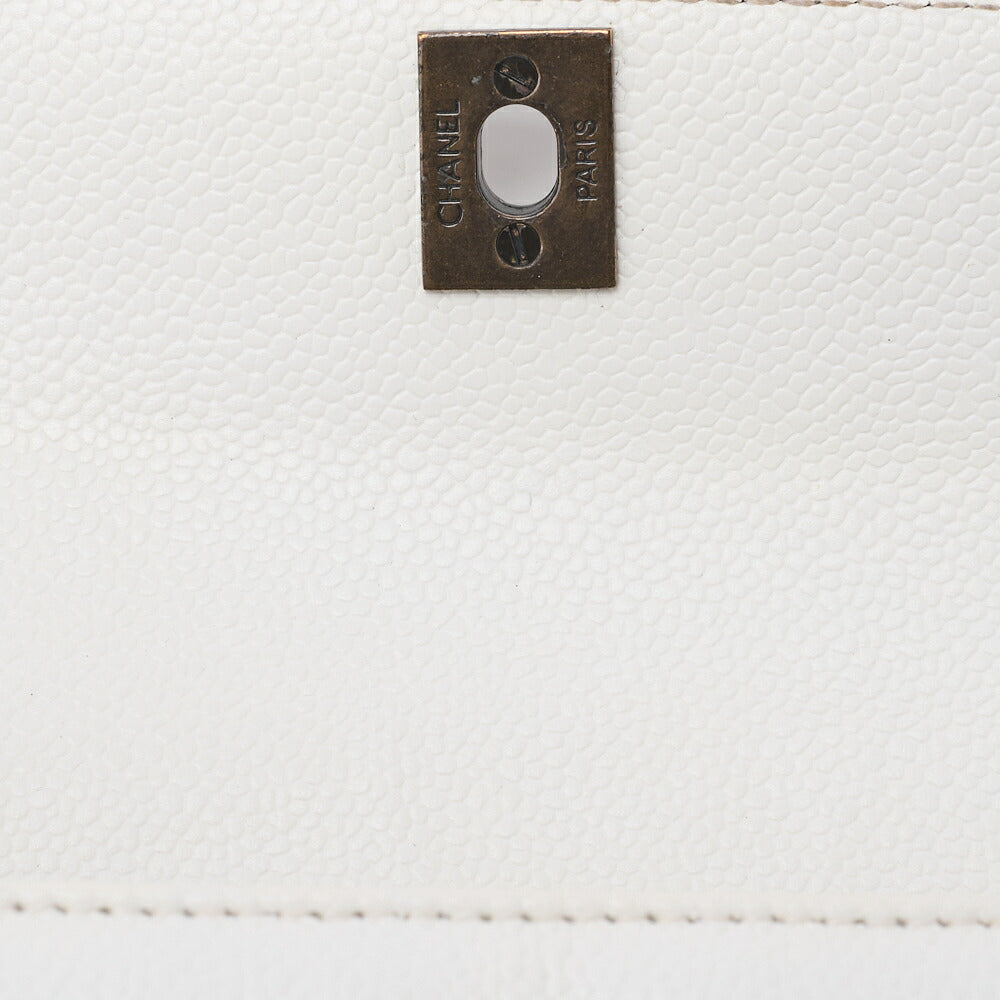 CHANEL Handbag Mini Kelly Shape Caviar Skin White (Gold Fittings) Women's Bag Women's [Used] [Free Shipping]
