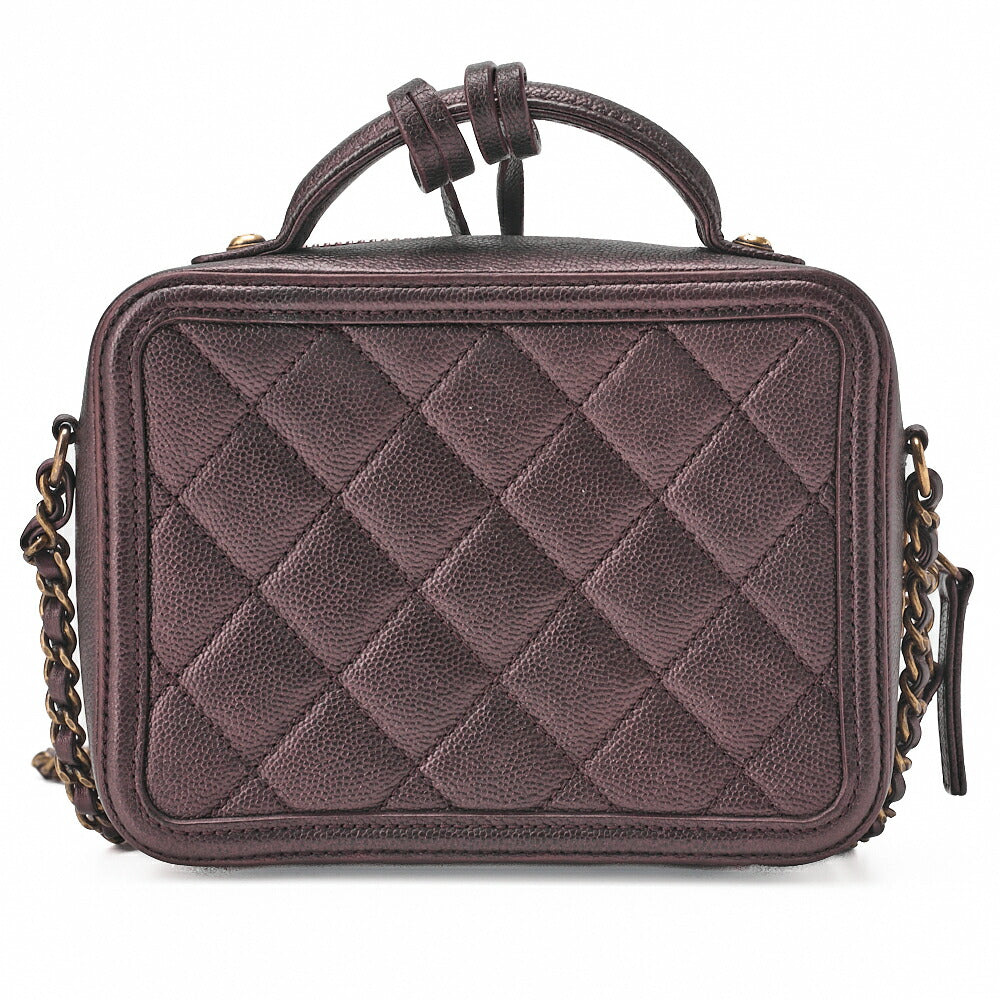 CHANEL Chain Shoulder Bag Cocomark CC Filigree Mini Caviar Skin Purple Gold Fittings Women's Bag Brand [Used] [Free Shipping]