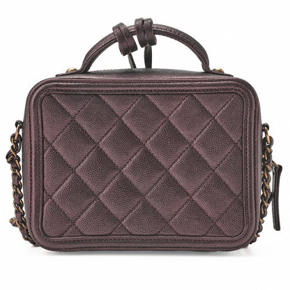 CHANEL Chain Shoulder Bag Cocomark CC Filigree Mini Caviar Skin Purple Gold Fittings Women's Bag Brand [Used] [Free Shipping]