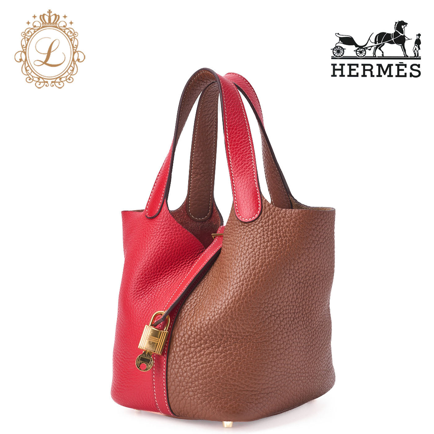 HERMES Picotan Lock PM Handbag Tryon Clemence Gold �~ Rose Jaipur Handbag Women's Bag [Used] [Free Shipping]