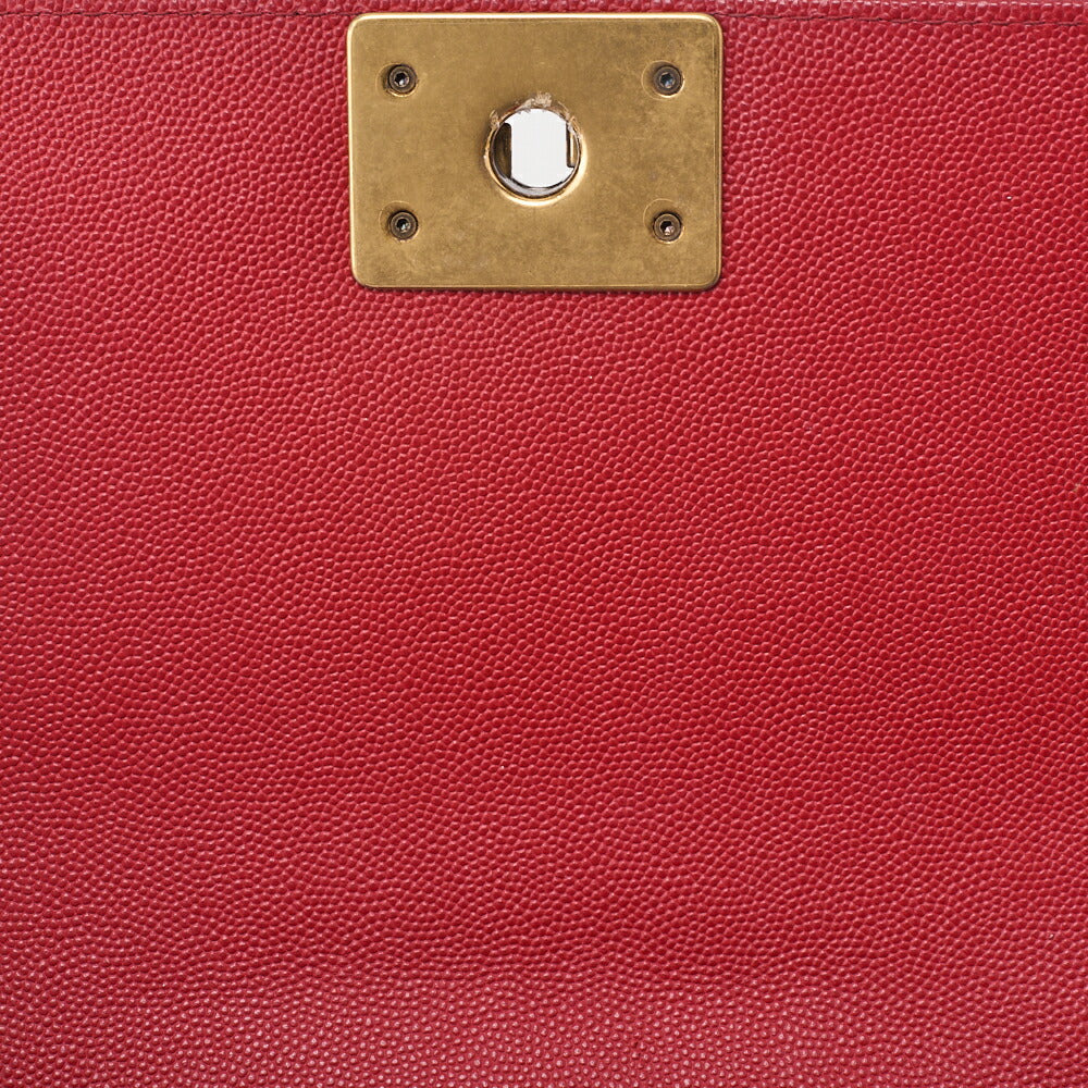 CHANEL Boy Chanel V-Stitch Chain Shoulder Caviar Skin Red (Gold Fittings) Women's Shoulder Bag High Brand [Used] [Free Shipping]
