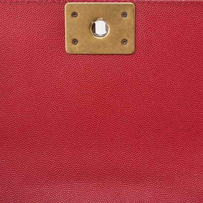 CHANEL Boy Chanel V-Stitch Chain Shoulder Caviar Skin Red (Gold Fittings) Women's Shoulder Bag High Brand [Used] [Free Shipping]