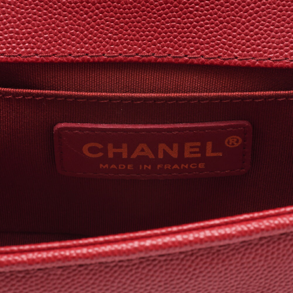 CHANEL Boy Chanel V-Stitch Chain Shoulder Caviar Skin Red (Gold Fittings) Women's Shoulder Bag High Brand [Used] [Free Shipping]