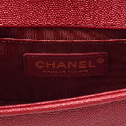 CHANEL Boy Chanel V-Stitch Chain Shoulder Caviar Skin Red (Gold Fittings) Women's Shoulder Bag High Brand [Used] [Free Shipping]
