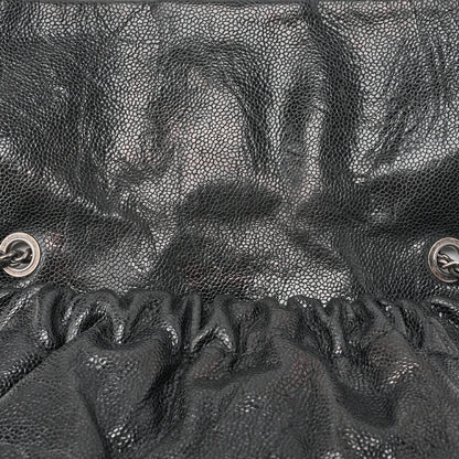 CHANEL Chain Shoulder Bag Matlasse Wrinkled Design Single Flap Turnlock Caviar Skin Black (Silver Fittings) Women's [Used] [Free Shipping]