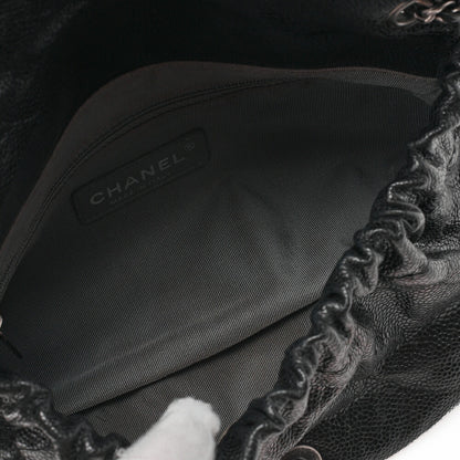 CHANEL Chain Shoulder Bag Matlasse Wrinkled Design Single Flap Turnlock Caviar Skin Black (Silver Fittings) Women's [Used] [Free Shipping]