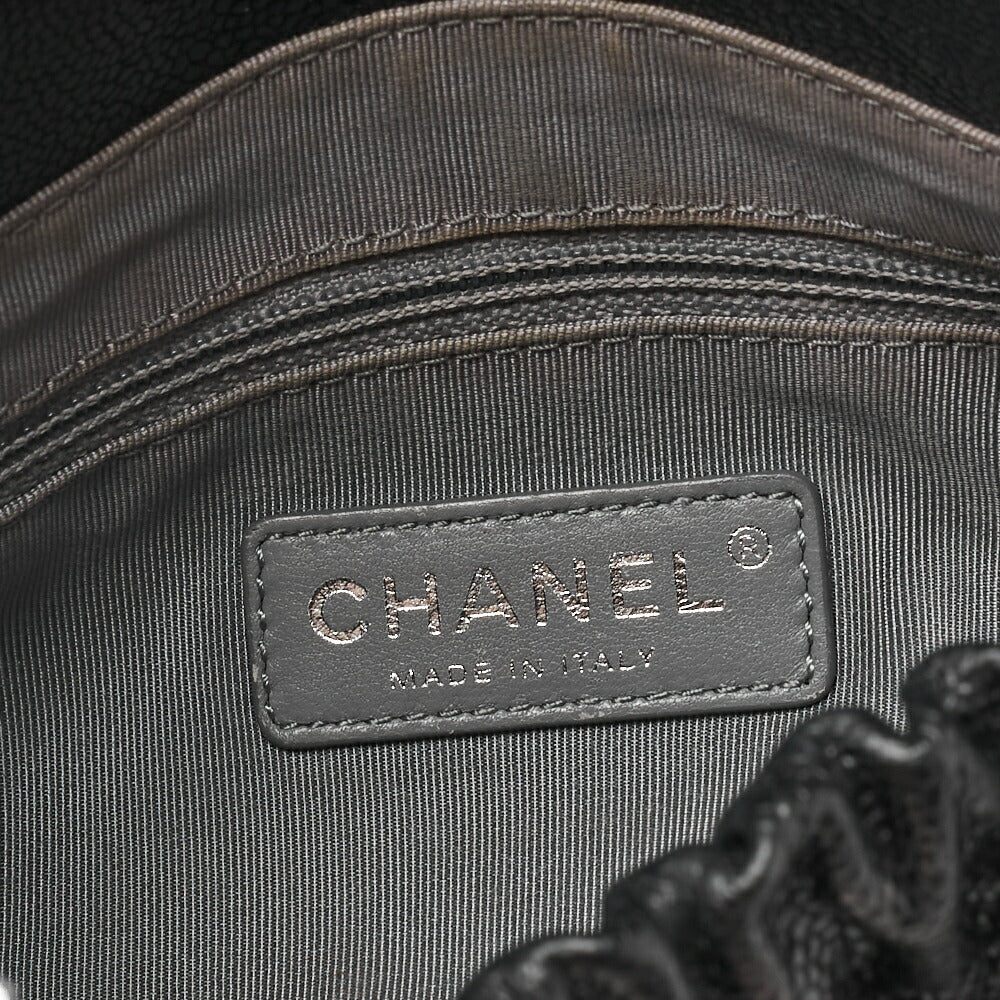 CHANEL Chain Shoulder Bag Matlasse Wrinkled Design Single Flap Turnlock Caviar Skin Black (Silver Fittings) Women's [Used] [Free Shipping]