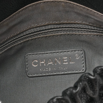 CHANEL Chain Shoulder Bag Matlasse Wrinkled Design Single Flap Turnlock Caviar Skin Black (Silver Fittings) Women's [Used] [Free Shipping]