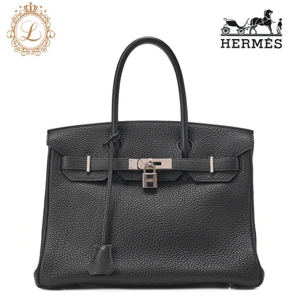 HERMES Birkin 30 Tote Bag Togo Black Silver-Tone Hardware, Pre-Owned