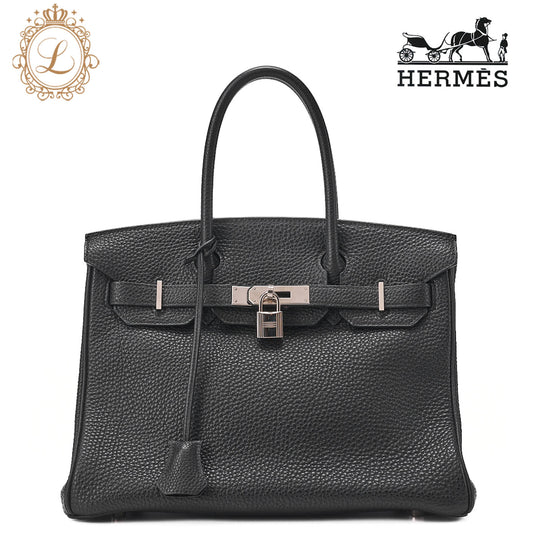 HERMES Birkin 30 Tote Bag Togo Black Silver-Tone Hardware, Pre-Owned