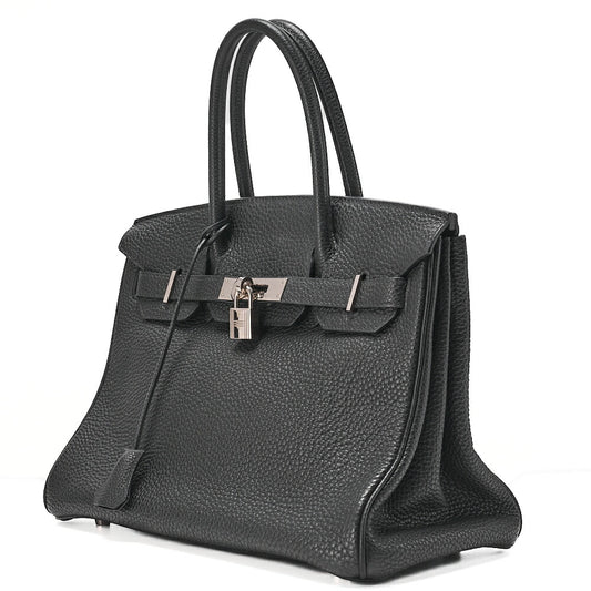 HERMES Birkin 30 Tote Bag Togo Black Silver-Tone Hardware, Pre-Owned