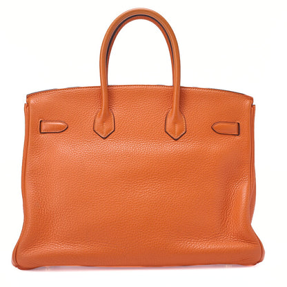HERMES Birkin 35 Handbag Tryon Cl?ment Orange Gold-Tone Hardware, Pre-Owned