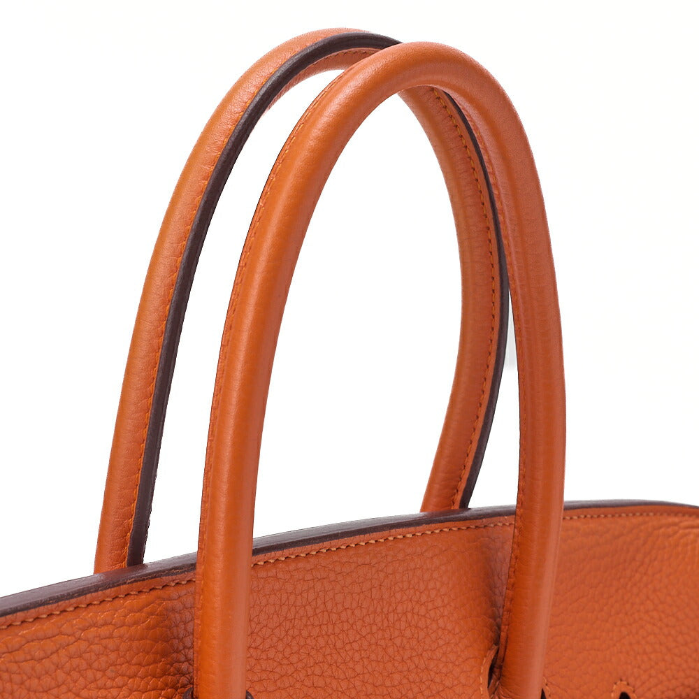 HERMES Birkin 35 Handbag Tryon Cl?ment Orange Gold-Tone Hardware, Pre-Owned
