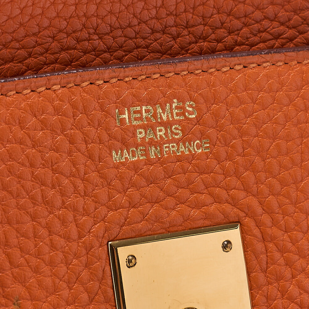 HERMES Birkin 35 Handbag Tryon Cl?ment Orange Gold-Tone Hardware, Pre-Owned