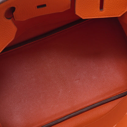 HERMES Birkin 35 Handbag Tryon Cl?ment Orange Gold-Tone Hardware, Pre-Owned