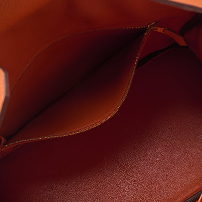 HERMES Birkin 35 Handbag Tryon Cl?ment Orange Gold-Tone Hardware, Pre-Owned