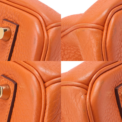 HERMES Birkin 35 Handbag Tryon Cl?ment Orange Gold-Tone Hardware, Pre-Owned