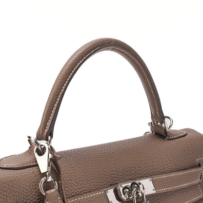 HERMES Kelly 32 Handbag Inseam Tryon Clemence Etoup Silver-Tone Hardware, Pre-Owned