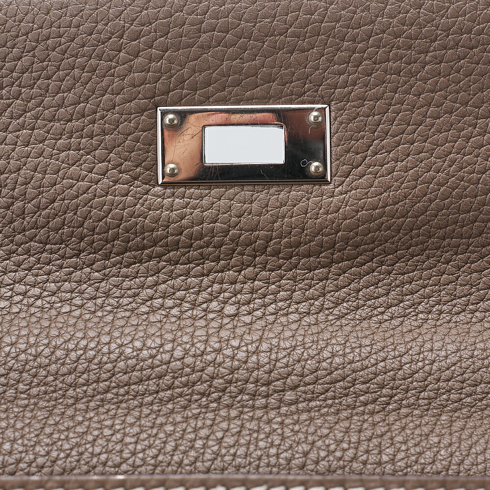 HERMES Kelly 32 Handbag Inseam Tryon Clemence Etoup Silver-Tone Hardware, Pre-Owned