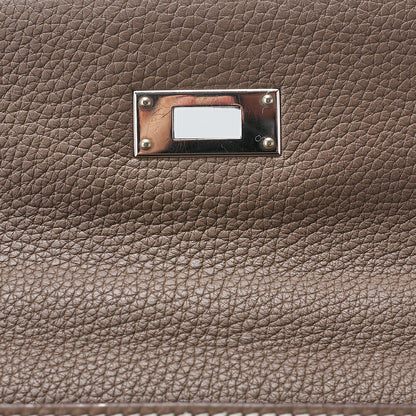 HERMES Kelly 32 Handbag Inseam Tryon Clemence Etoup Silver-Tone Hardware, Pre-Owned
