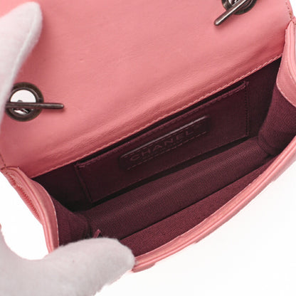 CHANEL Chain Shoulder Big Coco Push Lock Lambskin x Plastic Pink Silver-Tone Hardware, Pre-Owned