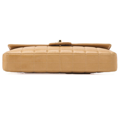 CHANEL Chocolate Bar Turnlock Chain Shoulder Lambskin Beige Gold-Tone Hardware, Pre-Owned