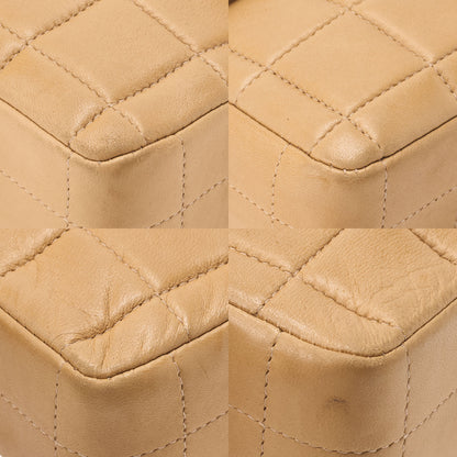 CHANEL Chocolate Bar Turnlock Chain Shoulder Lambskin Beige Gold-Tone Hardware, Pre-Owned
