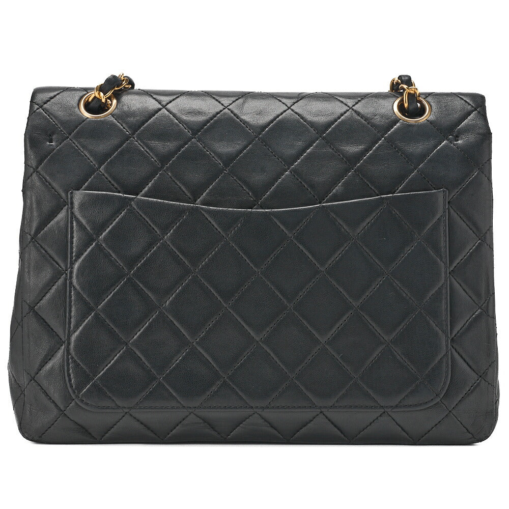 CHANEL Matelassé Double Flap Square Chain Shoulder Bag Lambskin Black Gold-Tone Hardware, Pre-Owned