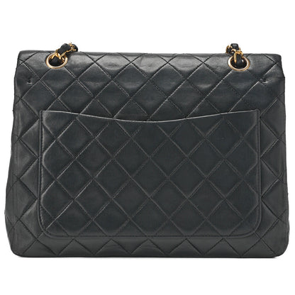 CHANEL Matelassé Double Flap Square Chain Shoulder Bag Lambskin Black Gold-Tone Hardware, Pre-Owned