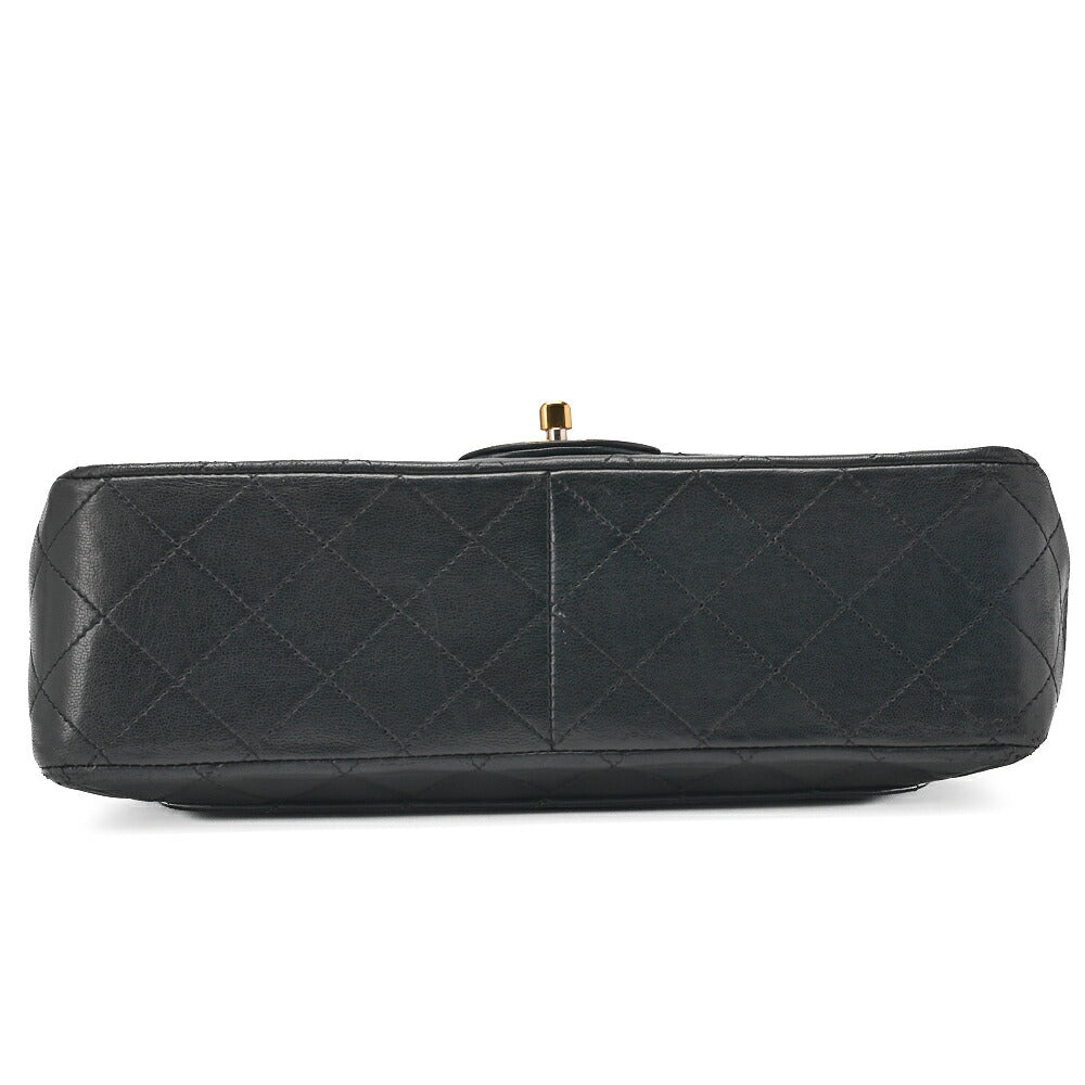 CHANEL Matelassé Double Flap Square Chain Shoulder Bag Lambskin Black Gold-Tone Hardware, Pre-Owned