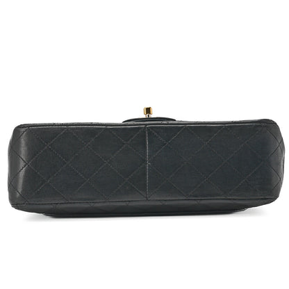 CHANEL Matelassé Double Flap Square Chain Shoulder Bag Lambskin Black Gold-Tone Hardware, Pre-Owned