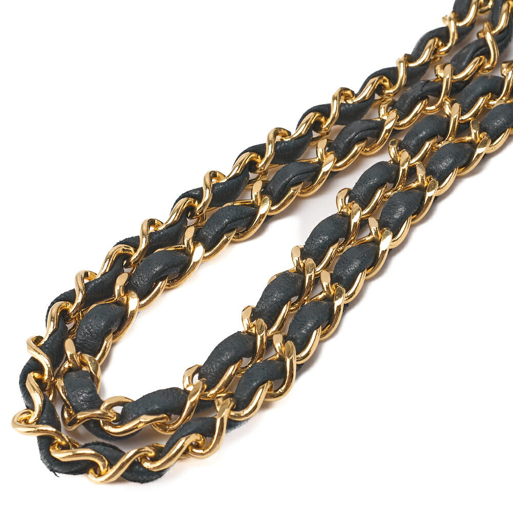 CHANEL Matelassé Double Flap Square Chain Shoulder Bag Lambskin Black Gold-Tone Hardware, Pre-Owned