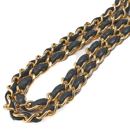 CHANEL Matelassé Double Flap Square Chain Shoulder Bag Lambskin Black Gold-Tone Hardware, Pre-Owned