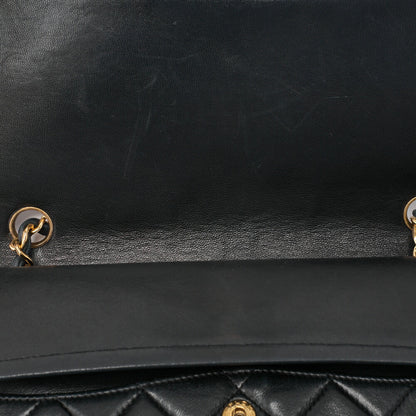 CHANEL Matelassé Double Flap Square Chain Shoulder Bag Lambskin Black Gold-Tone Hardware, Pre-Owned