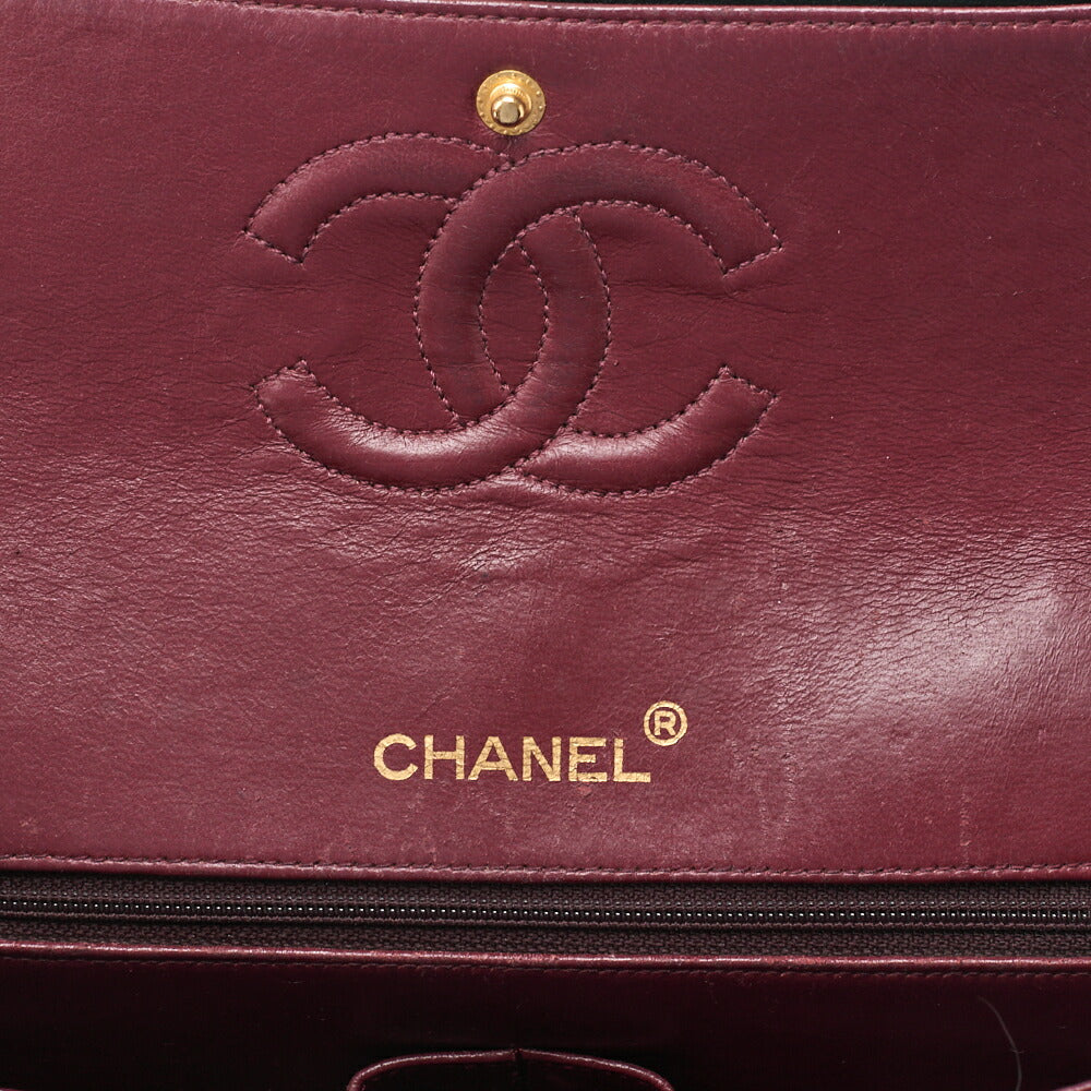 CHANEL Matelassé Double Flap Square Chain Shoulder Bag Lambskin Black Gold-Tone Hardware, Pre-Owned