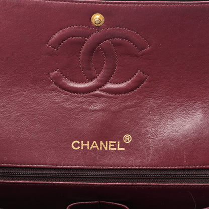 CHANEL Matelassé Double Flap Square Chain Shoulder Bag Lambskin Black Gold-Tone Hardware, Pre-Owned