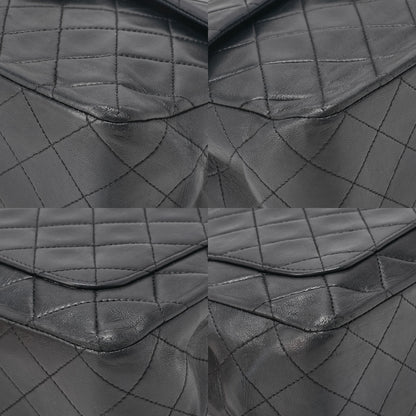 CHANEL Matelassé Double Flap Square Chain Shoulder Bag Lambskin Black Gold-Tone Hardware, Pre-Owned