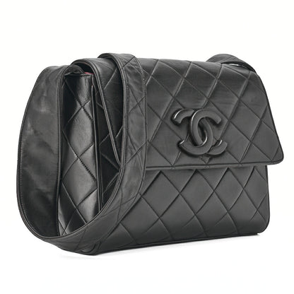 CHANEL One Shoulder Bag Matelassé Coco Mark Push Lock Black Gold-Tone Hardware, Pre-Owned