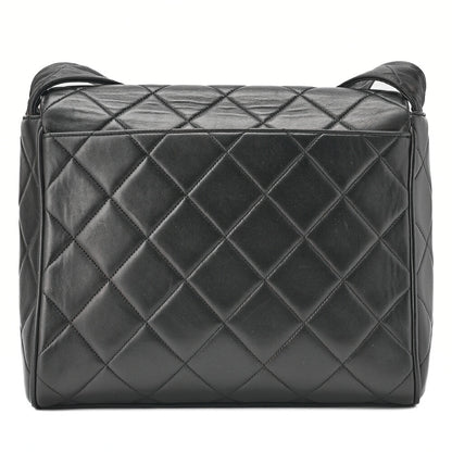 CHANEL One Shoulder Bag Matelassé Coco Mark Push Lock Black Gold-Tone Hardware, Pre-Owned