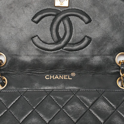 CHANEL Chain Shoulder Bag Matelassé Design Flap Lambskin Black Gold-Tone Hardware, Pre-Owned