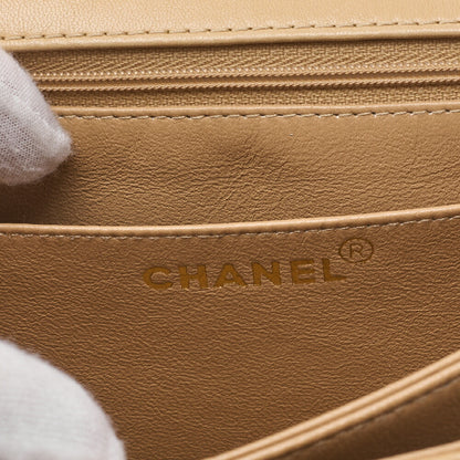 CHANEL Matelassé Diana Flap One Shoulder Bag Lambskin Beige Gold-Tone Hardware, Pre-Owned