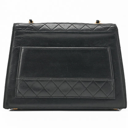 CHANEL Chain Shoulder Bag Matelassé 2.55 Turnlock Black Lambskin Gold-Tone Hardware, Pre-Owned