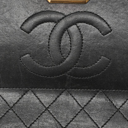 CHANEL Chain Shoulder Bag Matelassé 2.55 Turnlock Black Lambskin Gold-Tone Hardware, Pre-Owned
