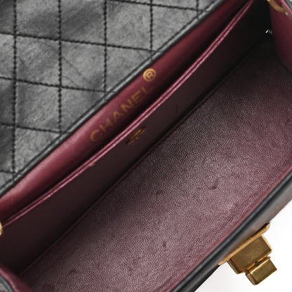 CHANEL Chain Shoulder Bag Matelassé 2.55 Turnlock Black Lambskin Gold-Tone Hardware, Pre-Owned
