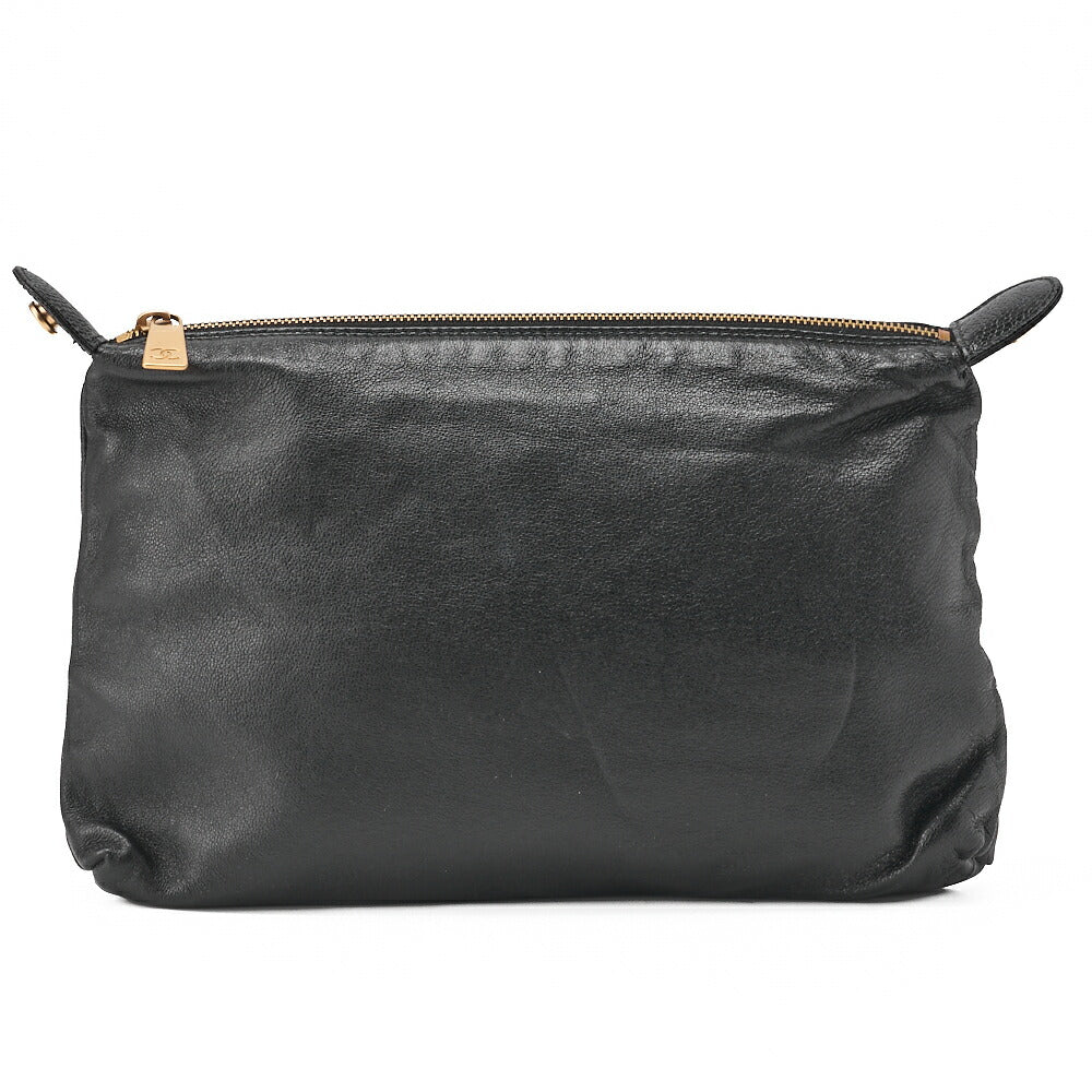 CHANEL Shoulder Bag  Matelassé Caviar Skin Black Coco Mark Turnlock Bicolore Gold-Tone Hardware, Pre-Owned